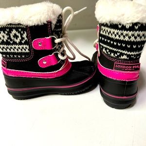 London Fog Pink Snow & Winter Boots w/ Mittens Set - Baby Girl - Size 5 C Shoes